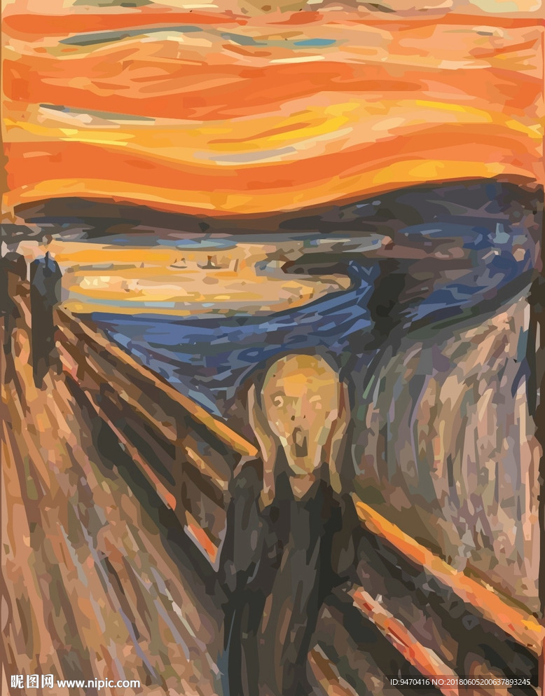 名画矢量图呐喊油画作品