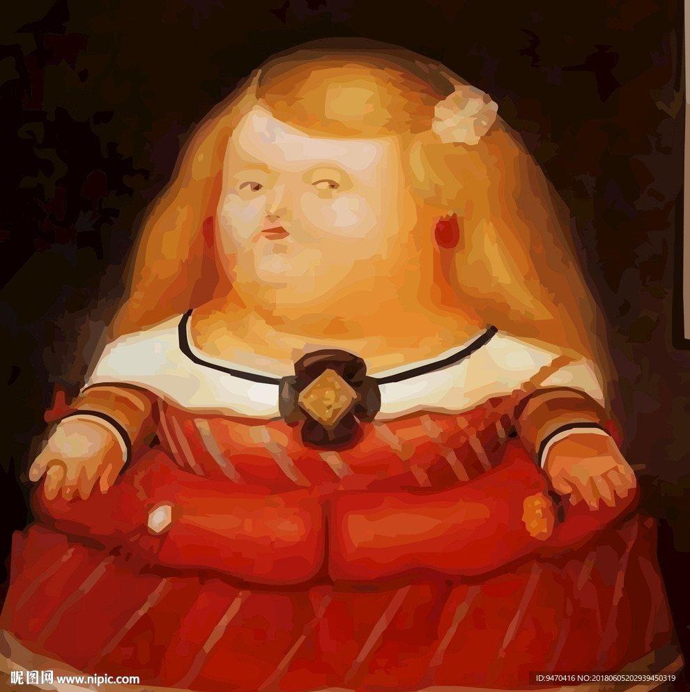 搞笑油画名作设计胖子版女孩名画