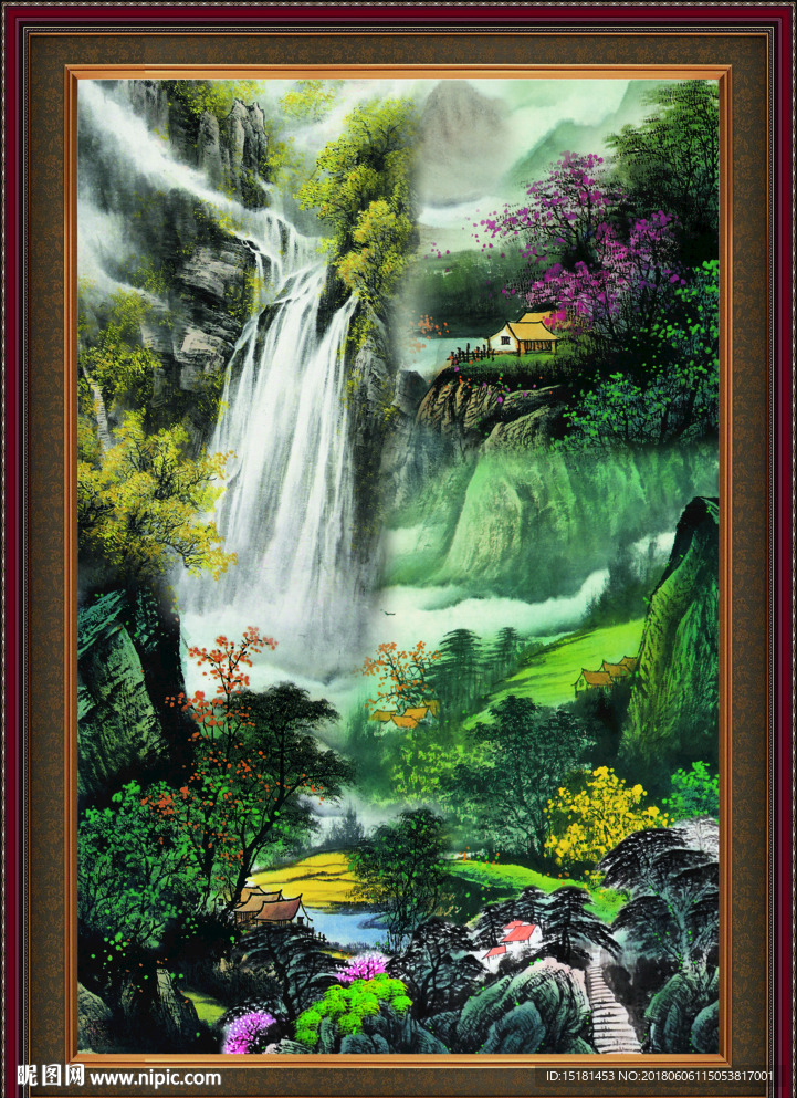 竖幅国画 财运滚滚