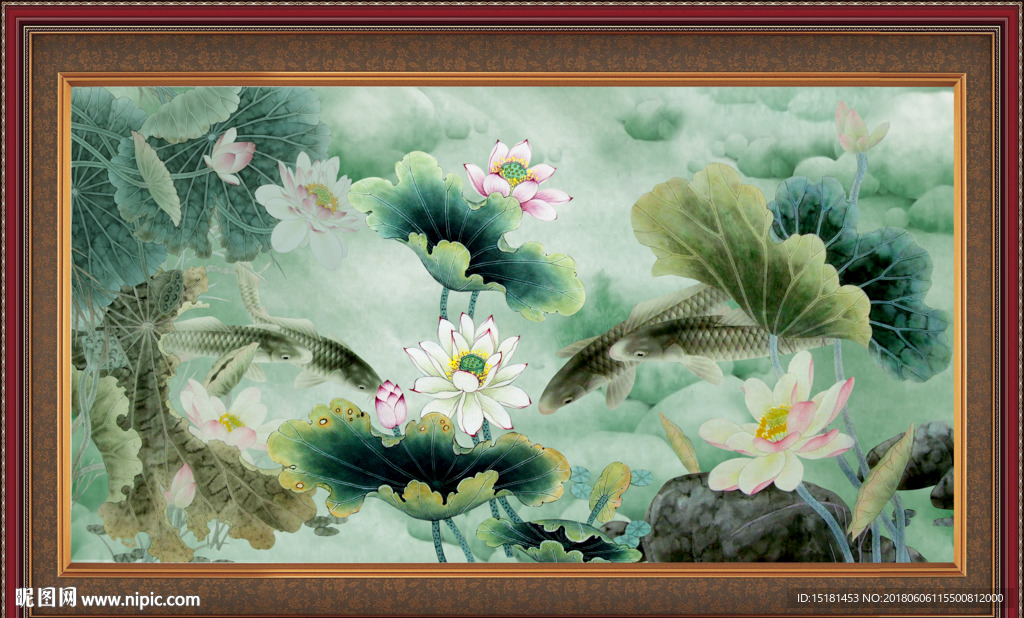 荷花鲤鱼图