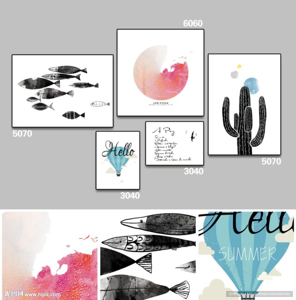 北欧装饰画组合素材图片