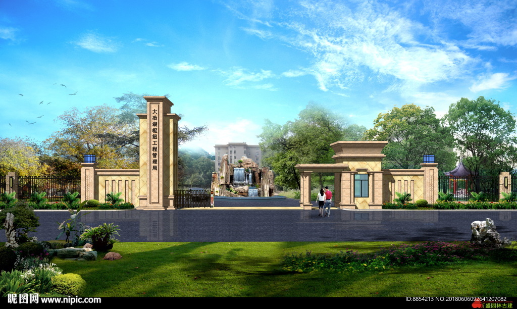 现代门楼 门楼牌坊 寺庙 山门