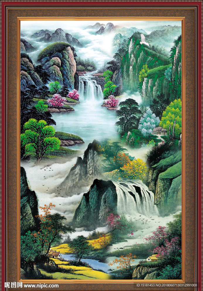 竖幅国画山水