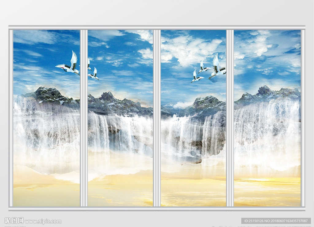 大理石纹瀑布移门