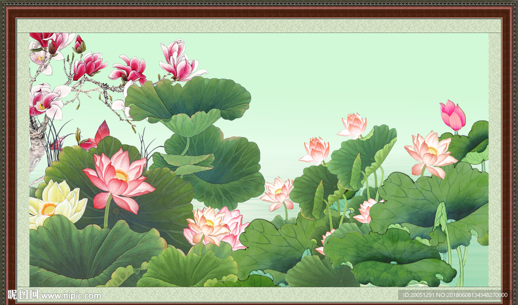 荷花国画