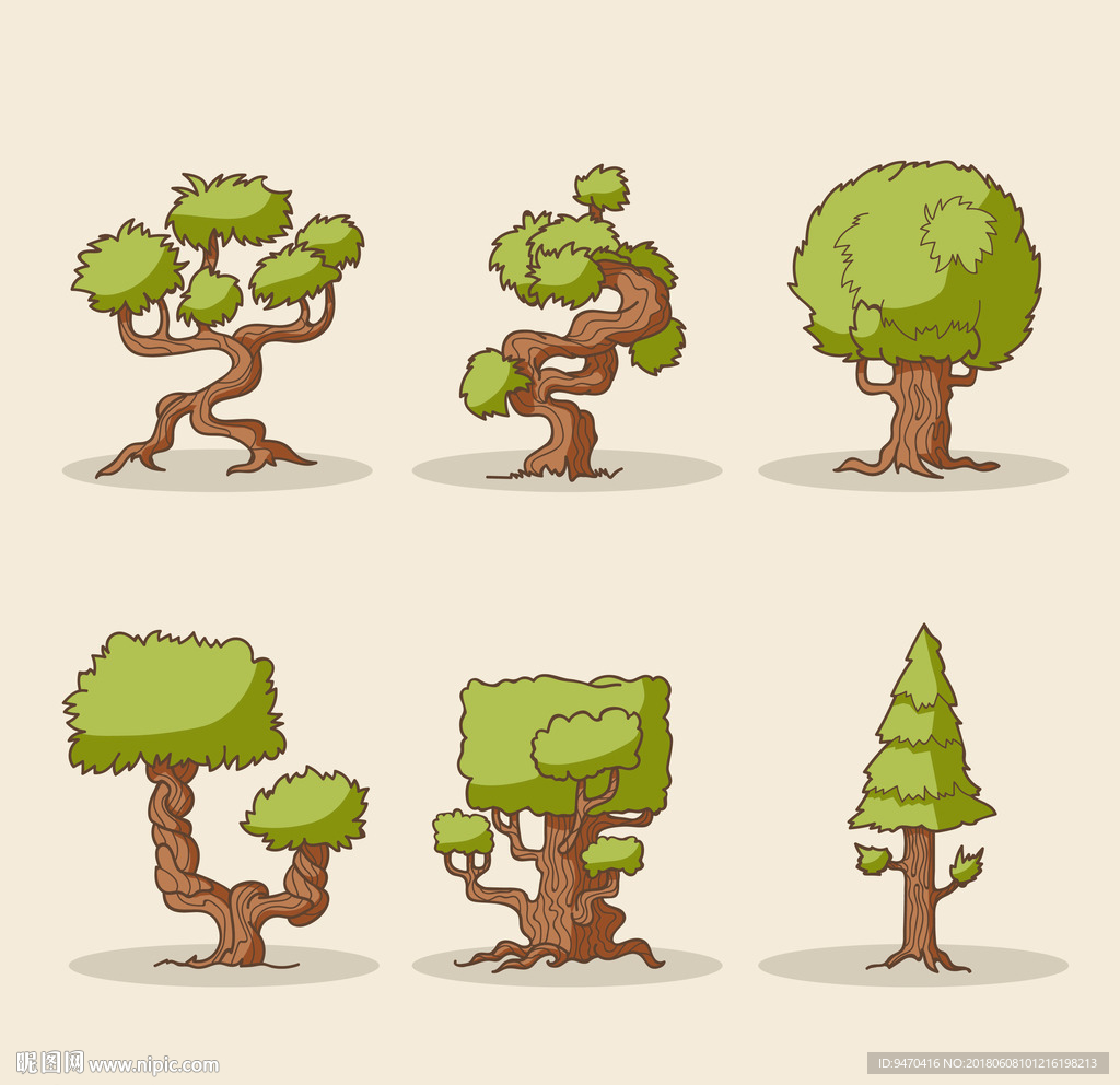 创意树复古游戏经典植物大树素材