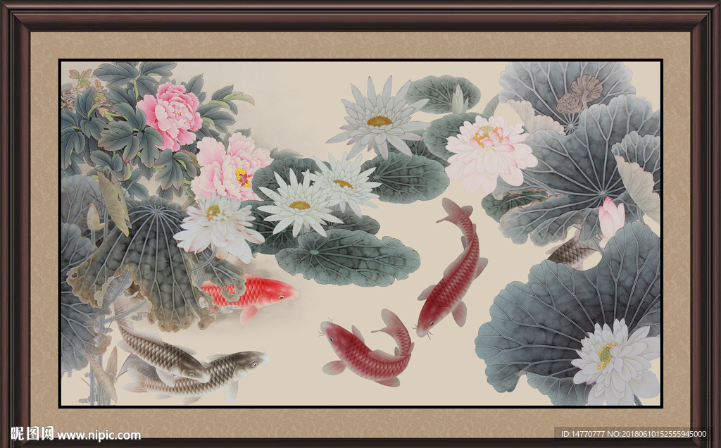 荷花鲤鱼图