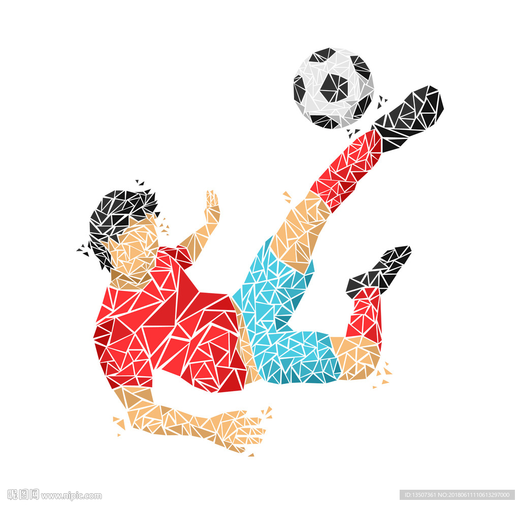 创意艺术感足球运动员动作插画