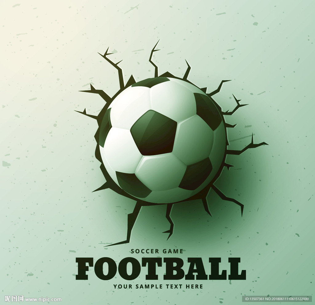 创意裂纹效果足球海报设计