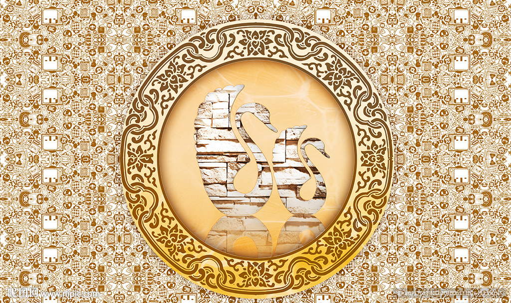 现代天鹅梦抽象画电视背景墙图片