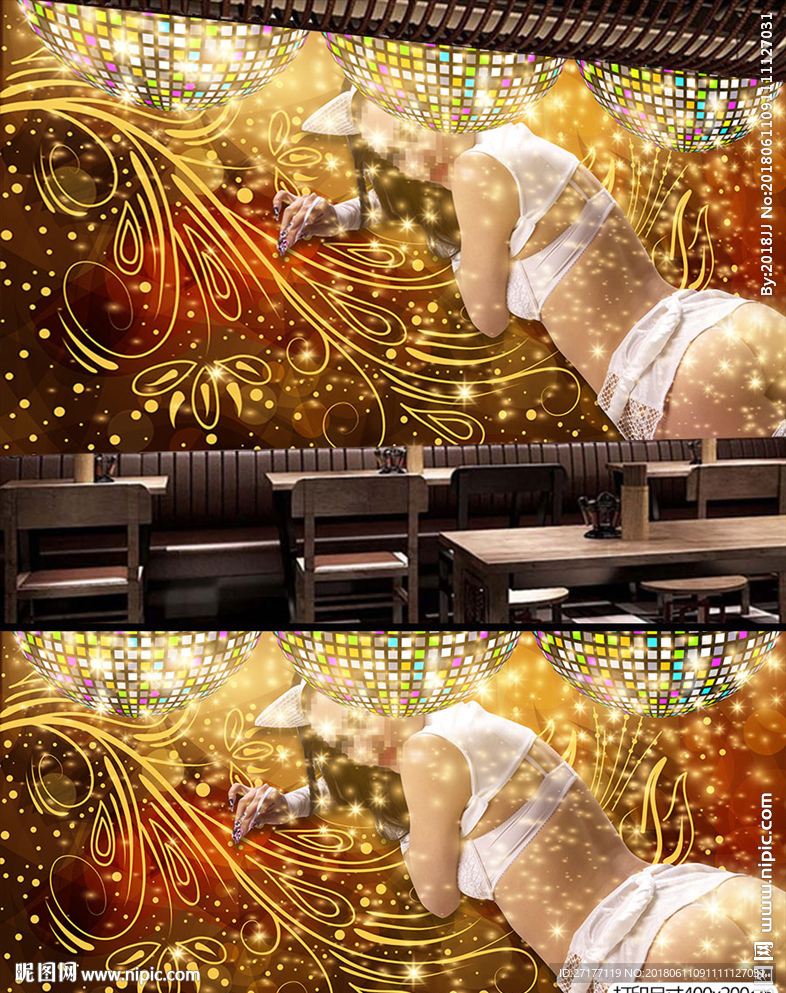 奢华金色大气酒吧ktv美女背景