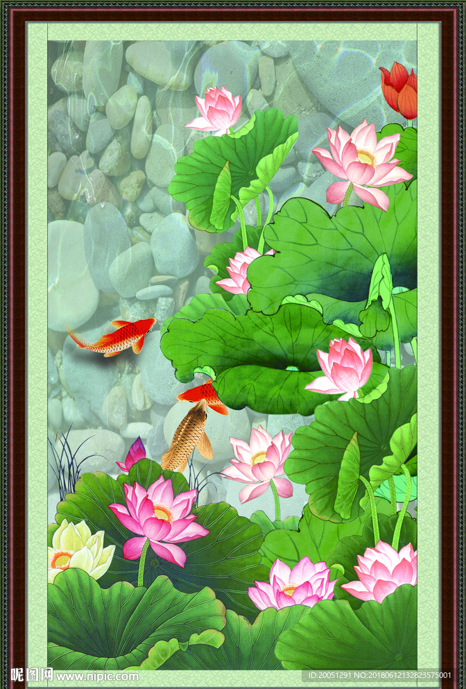 荷花鲤鱼图