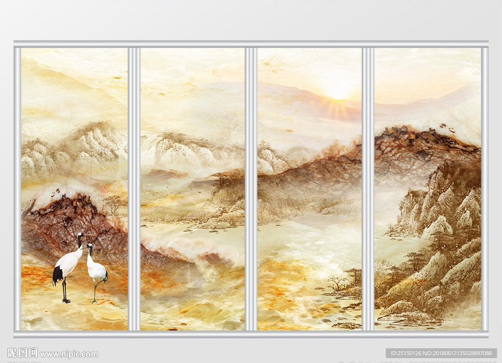 大理石纹抽象创意山水移门