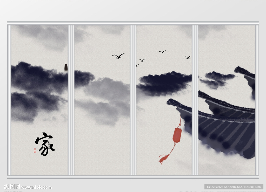 中式水墨家和万事兴古风移门