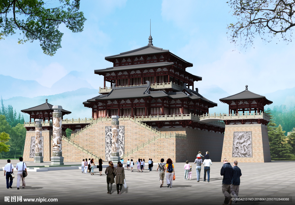 古建筑 门楼牌坊 寺庙 山门