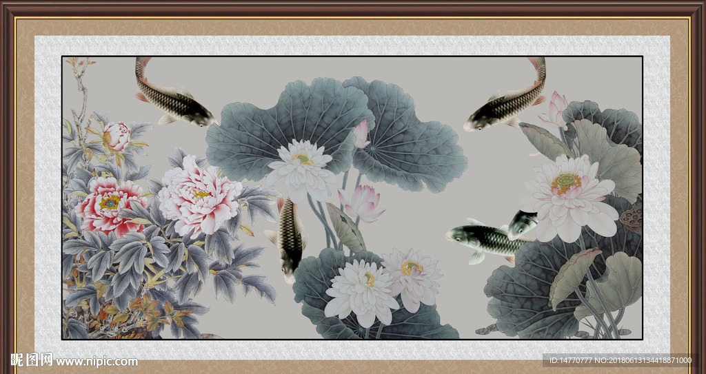 荷花鲤鱼图
