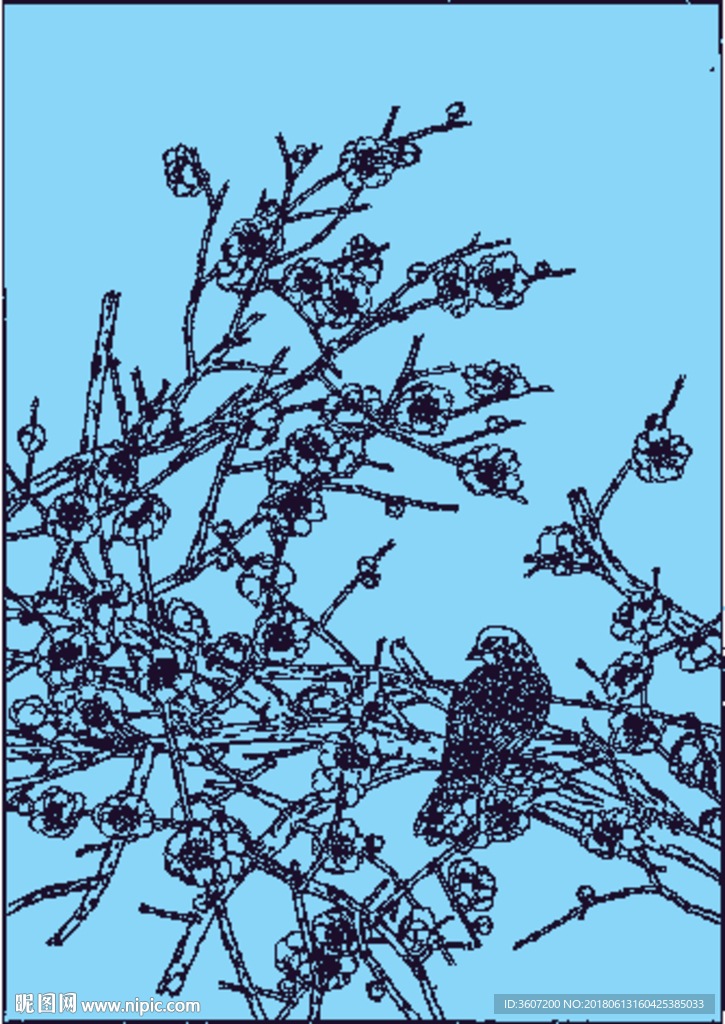 梅花线描 梅花白描 梅花素描