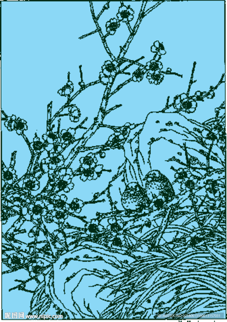 梅花线描 梅花白描 梅花素描