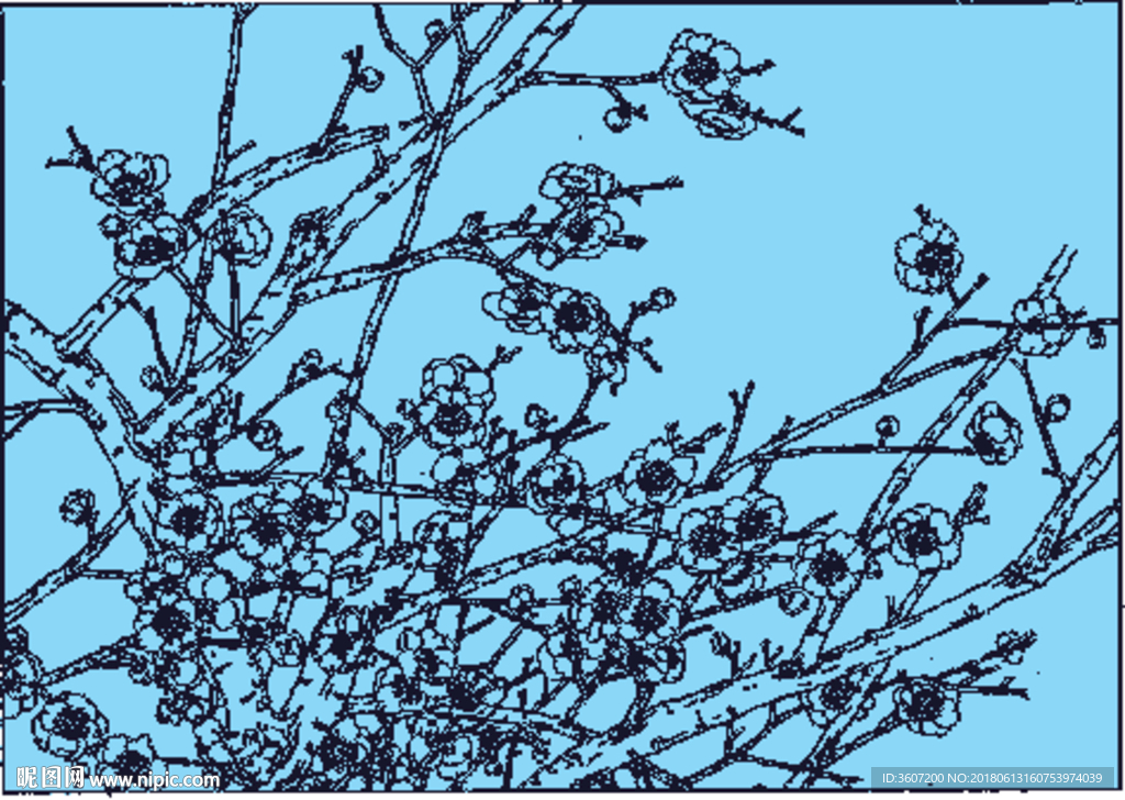 梅花线描 梅花白描 梅花素描