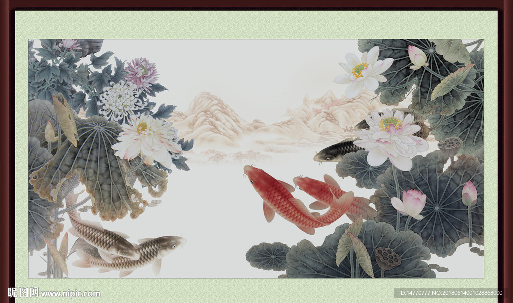 荷花鲤鱼图