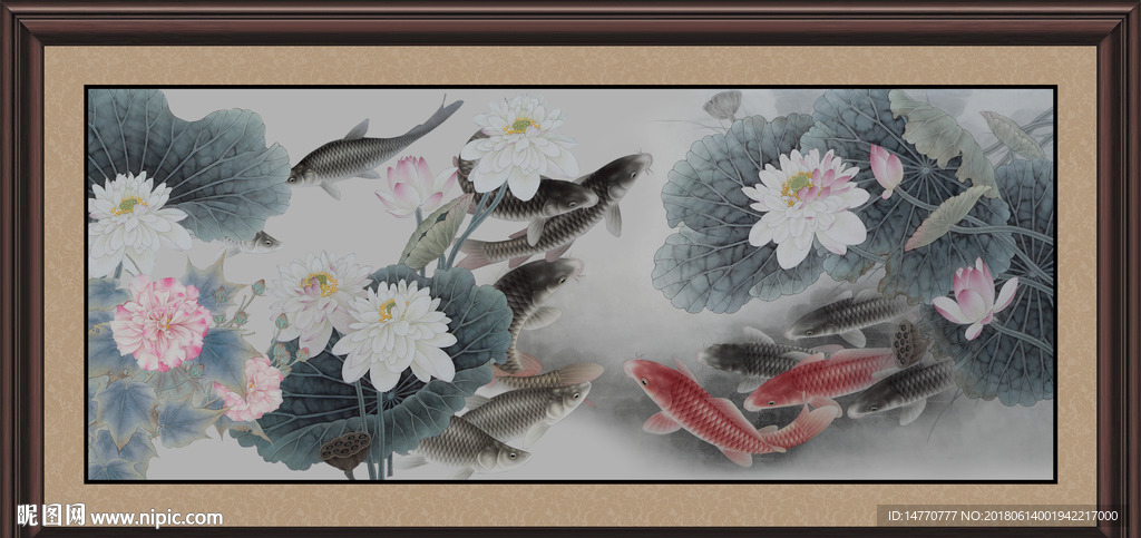 荷花鲤鱼图
