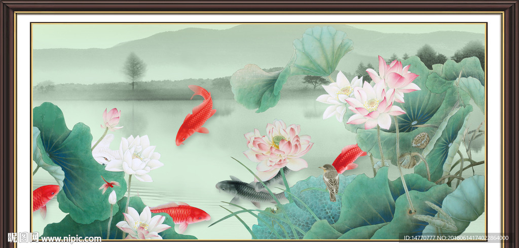 荷花鲤鱼图