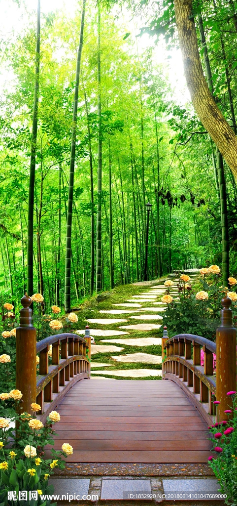 竹林小道玄关壁画