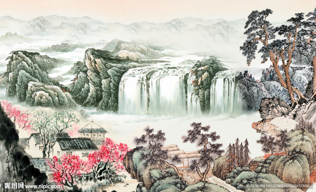 国画山水背景