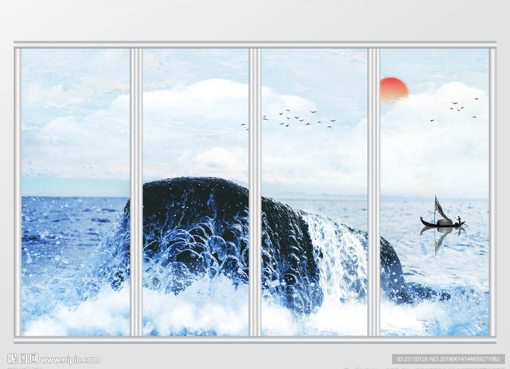 新中式大理石纹山水移门