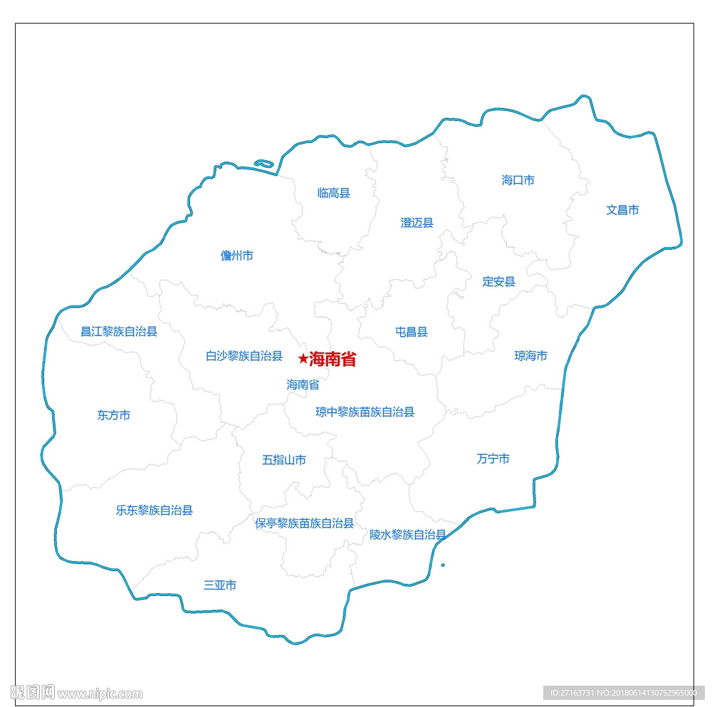 鍵 詞:海南省 行政區劃 行政界線 地理位置 cdr