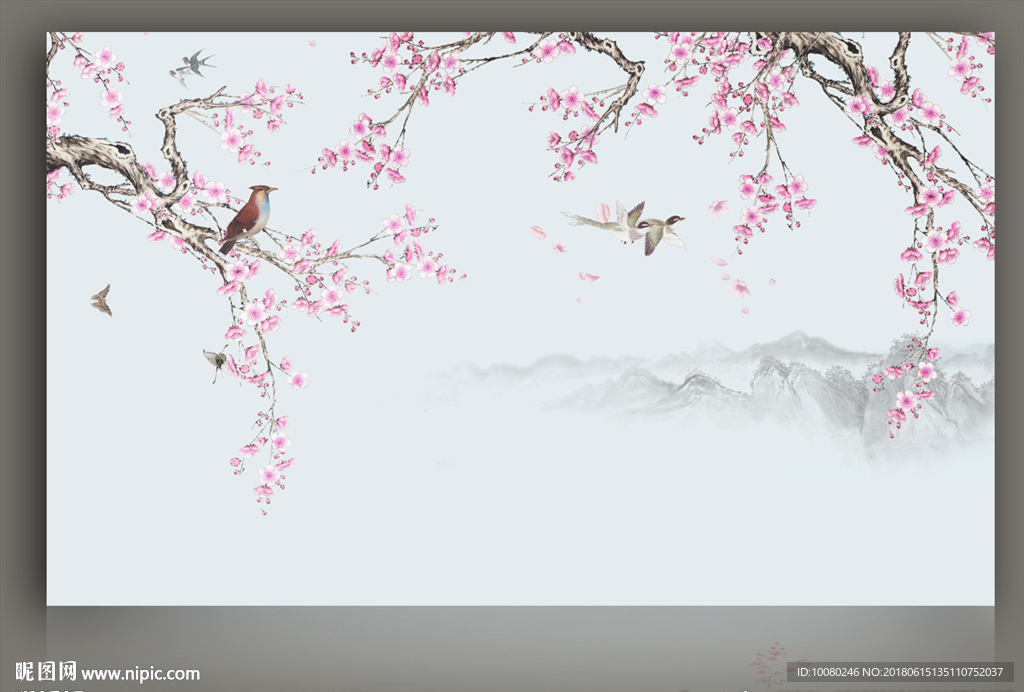 梅花背景画 中国风古典画 古典