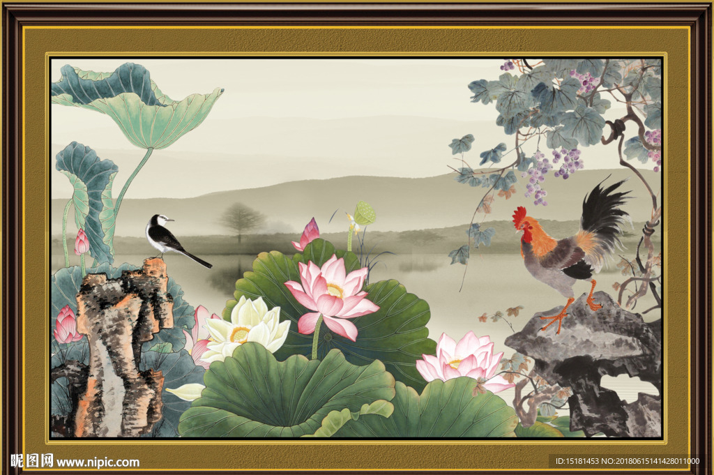 国画荷花
