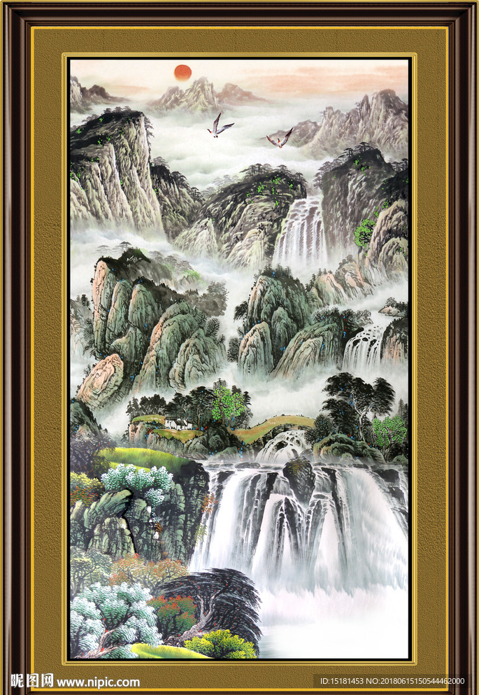 竖幅国画山水