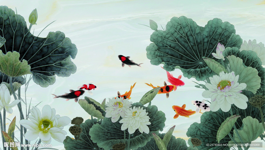 荷花背景墙