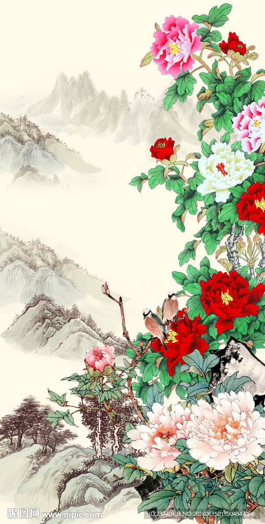 牡丹国画玄关
