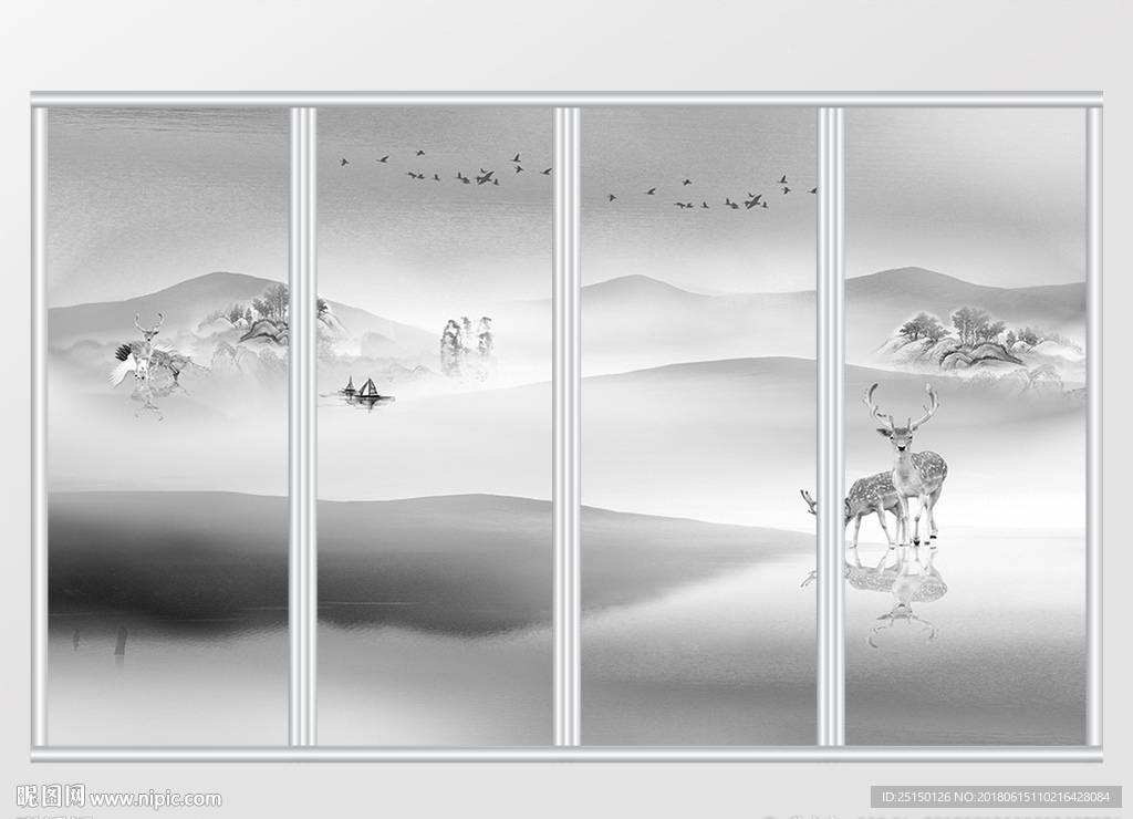 新中式山水意境移门