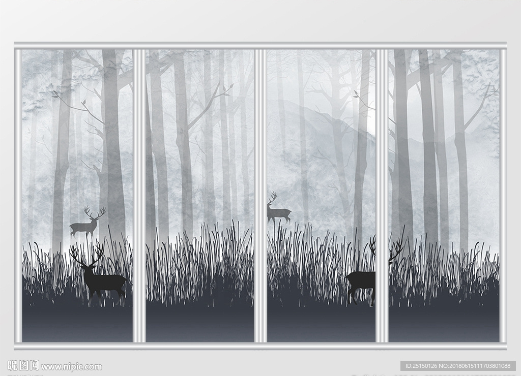 新中式森林移门