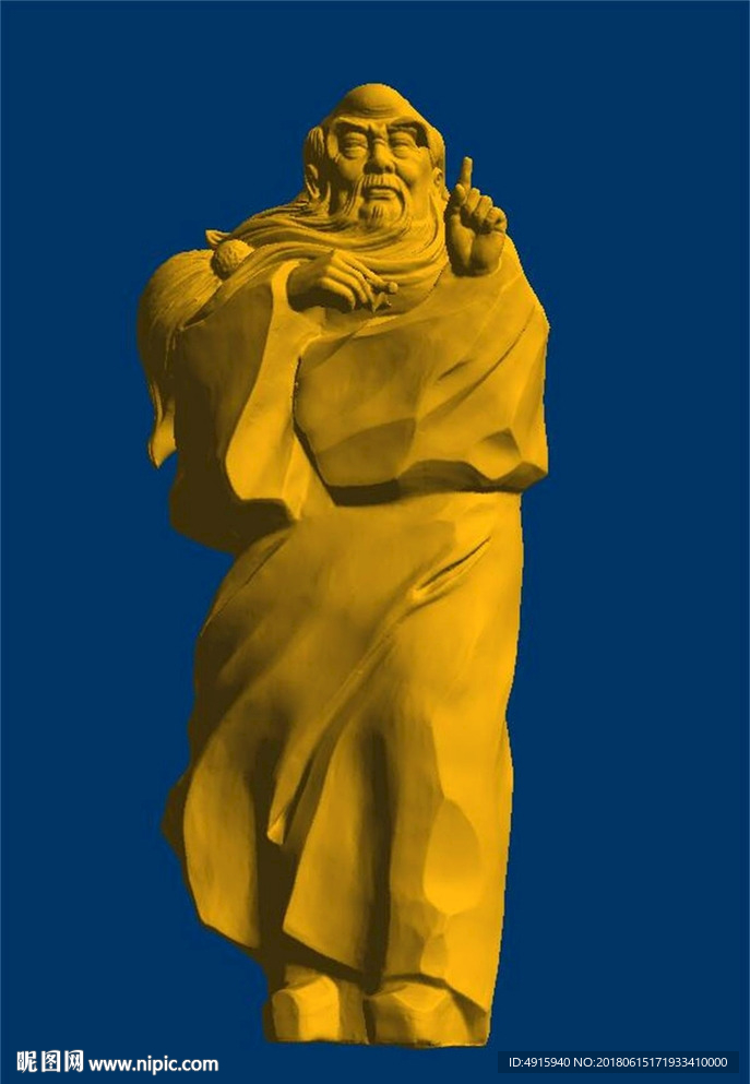 老子像 神像 三维雕刻图 3D