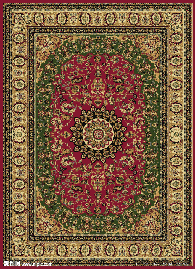 古典民族风格腰果花边花纹地毯