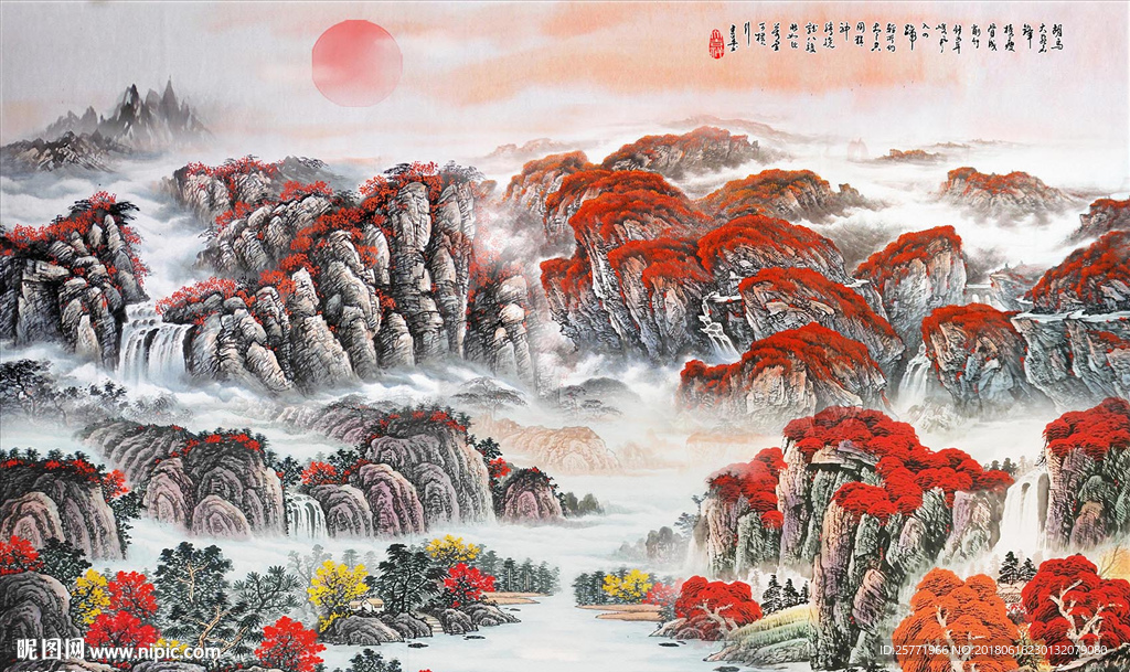 高清山水国画背景壁纸