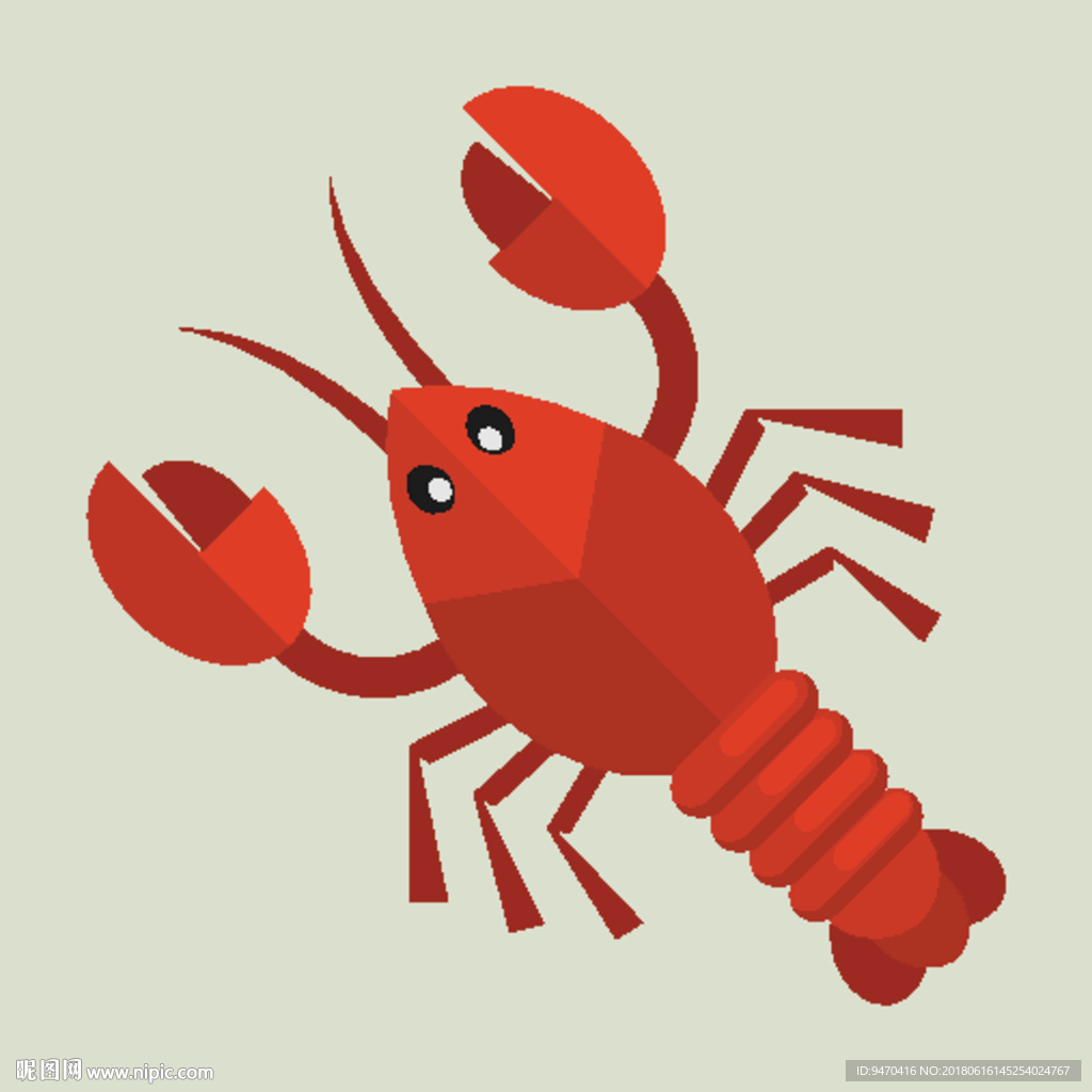 龙虾红色小龙虾卡通矢量图