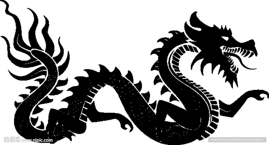 中国龙龙纹剪影素材矢量图