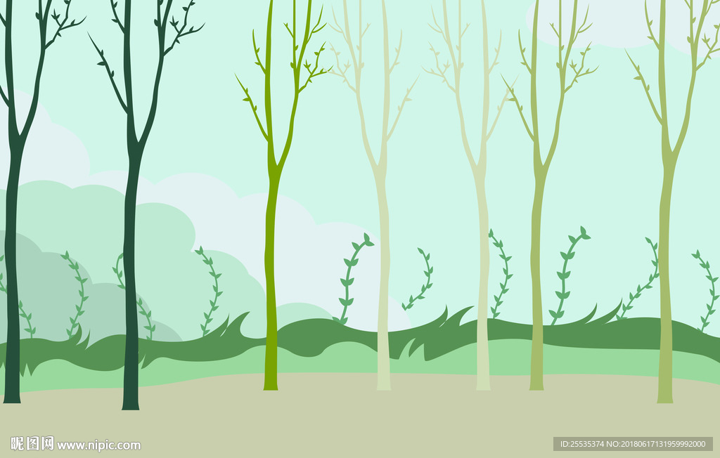 绿色卡通背景图片