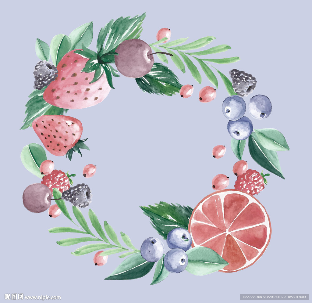 水彩花边