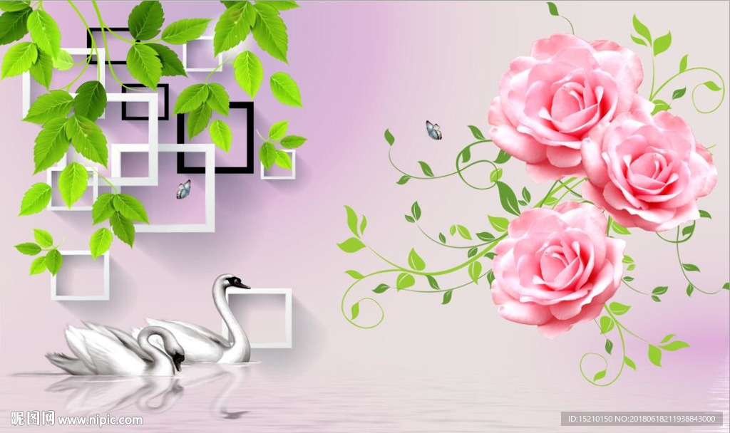 3D梦幻玫瑰花朵