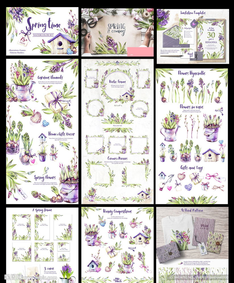 水彩手绘水仙植物花框礼物卡片