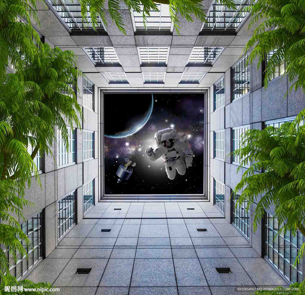 梦幻星空星球天顶壁画地画吊顶