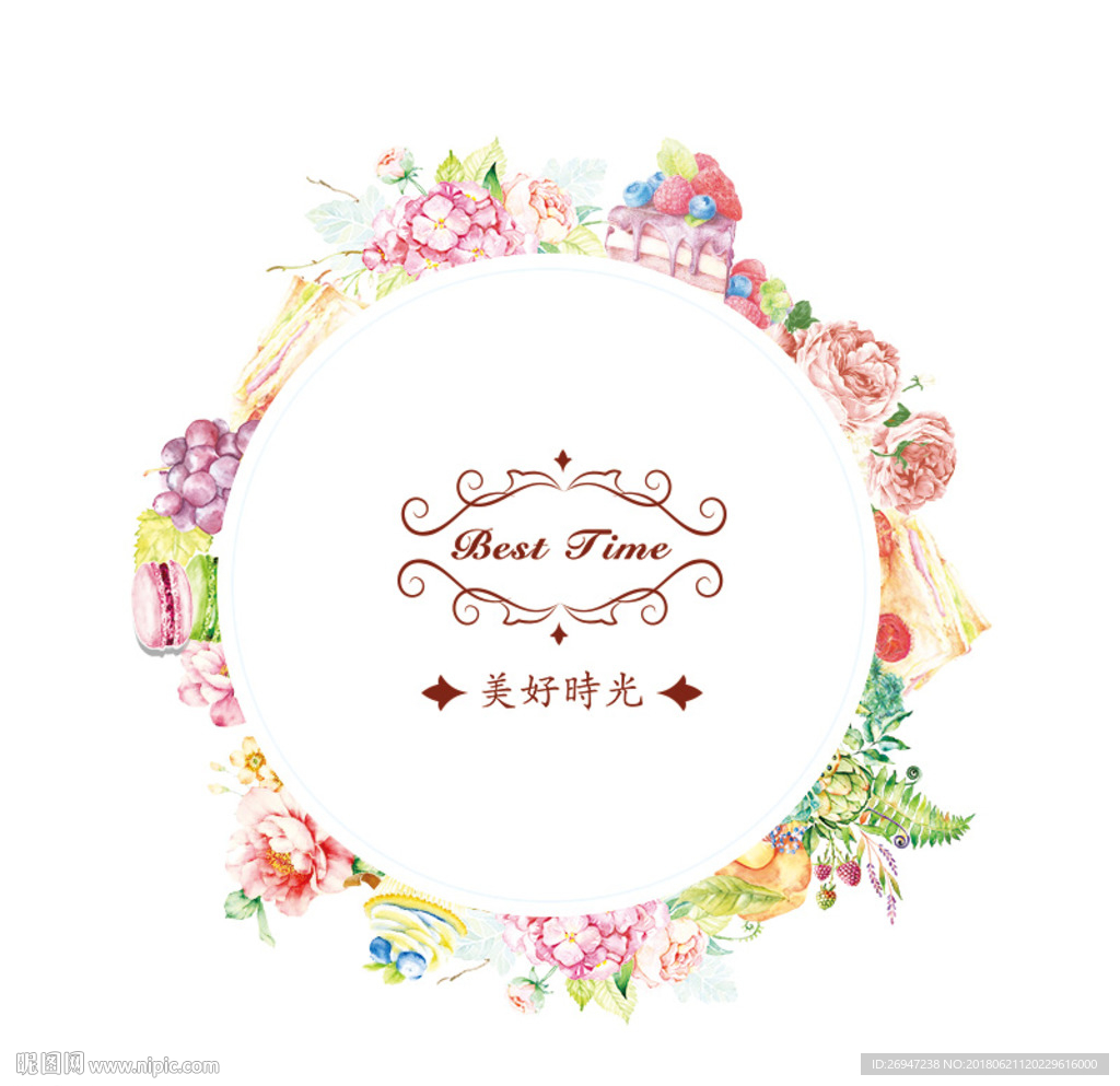浪漫花环 花边素材高清分层
