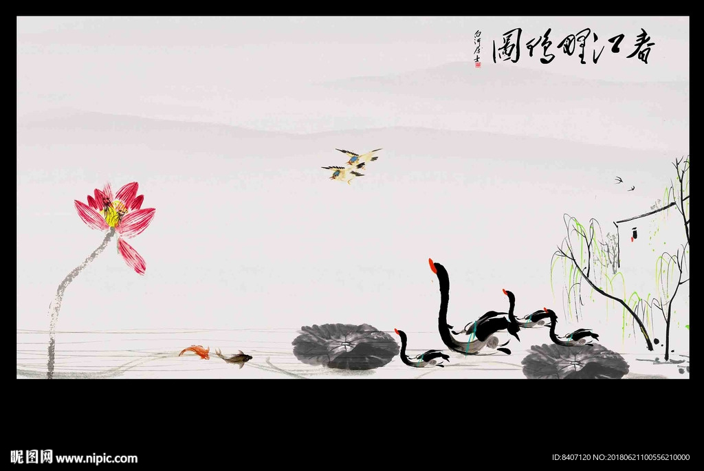 国画荷花