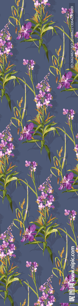 家纺手绘水彩花卉图案墙纸图案